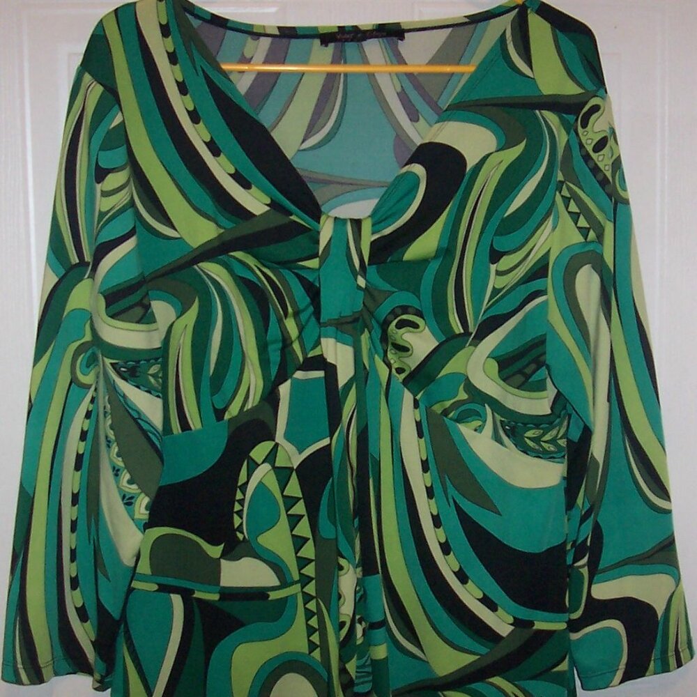 Violet & Claire XL Black WHITE 3/4 Sleeve Blouse Shirt Top